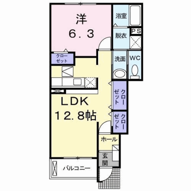 倉吉市シングル　構造：木造（2×４）専有面積:46.49平米 ( 14.06坪 )　